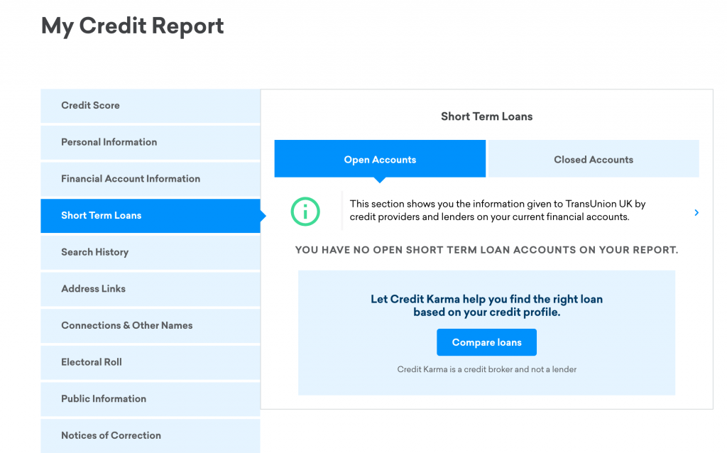 Credit Karma - Credit Report Layout